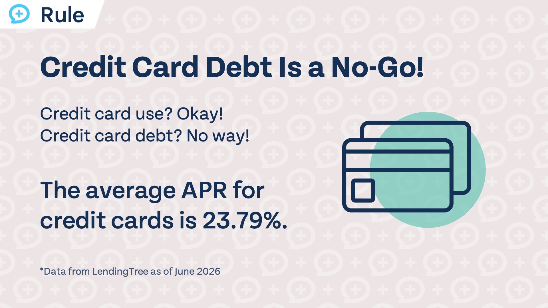 A stat showing the average interest rate for credit cards, which is 23.79%.